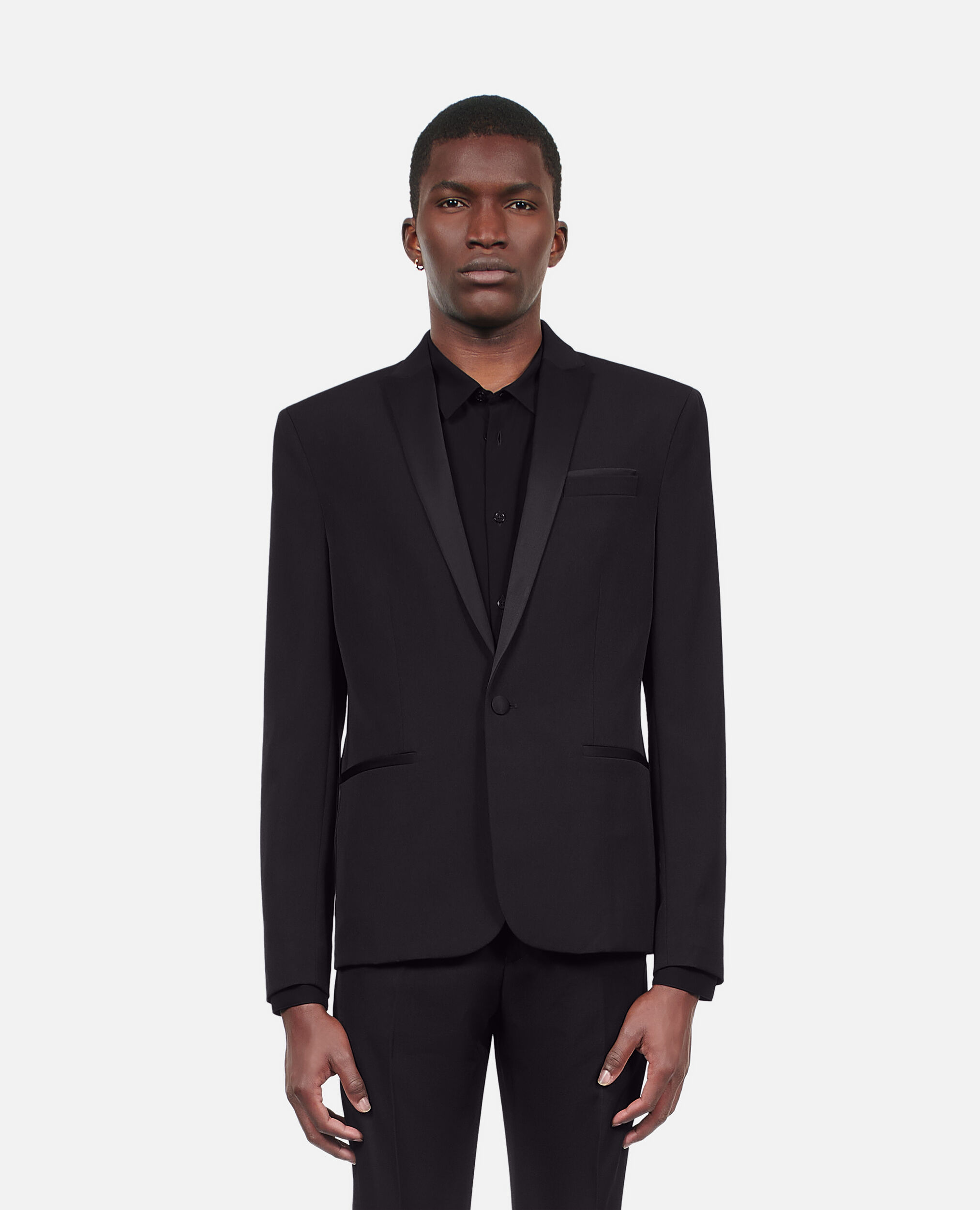 Black tuxedo fitted jacket, BLACK, hi-res image number null