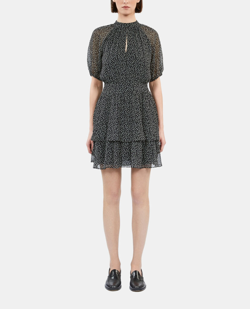 The Kooples WOMEN BLACK WHITE short black polka dot dress