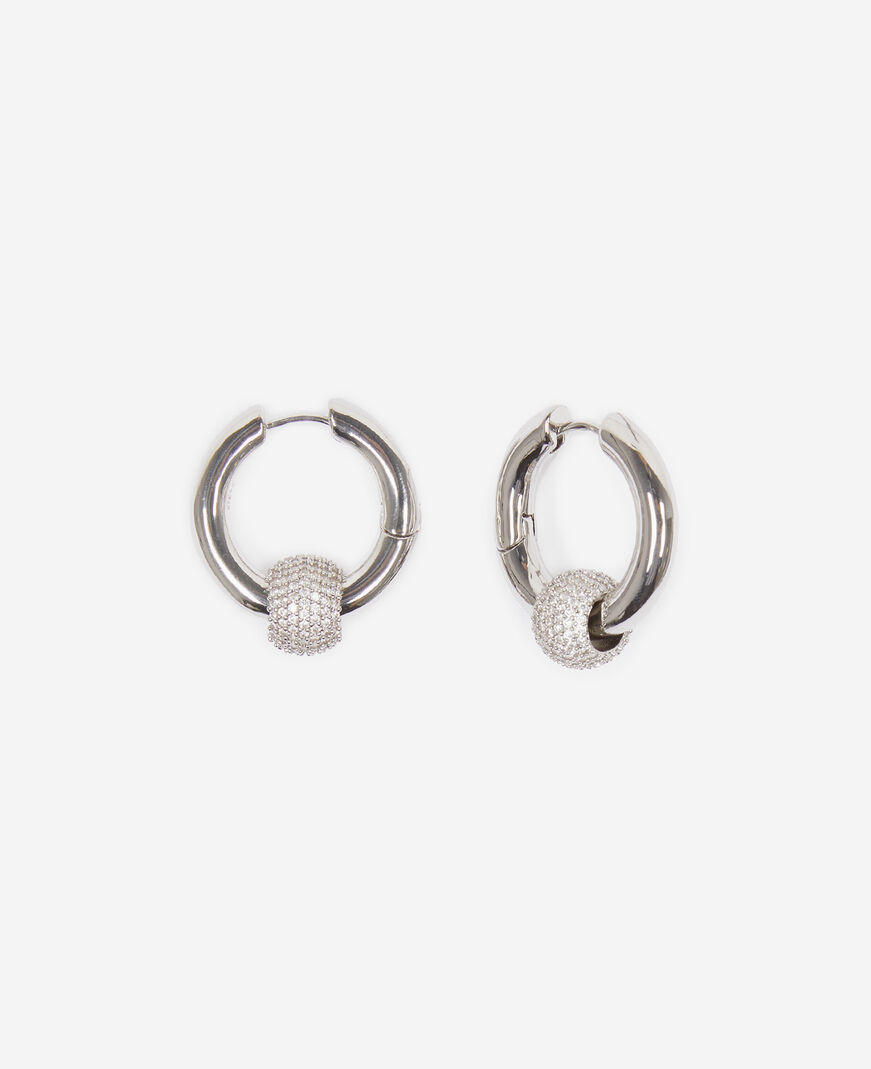 The Kooples FEMME SILVER boucles d'oreilles créole argentée et strass