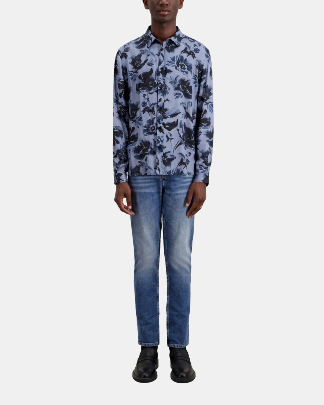 The Kooples MEN BLACK BLUE printed shirt