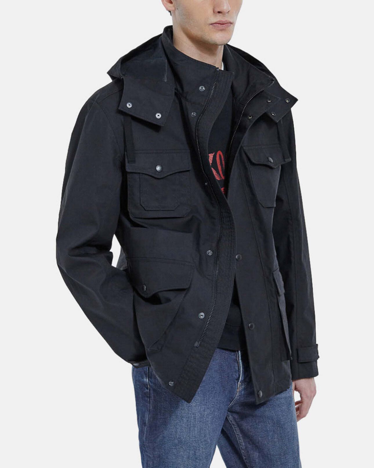 The Kooples HOMME BLACK parka à capuche