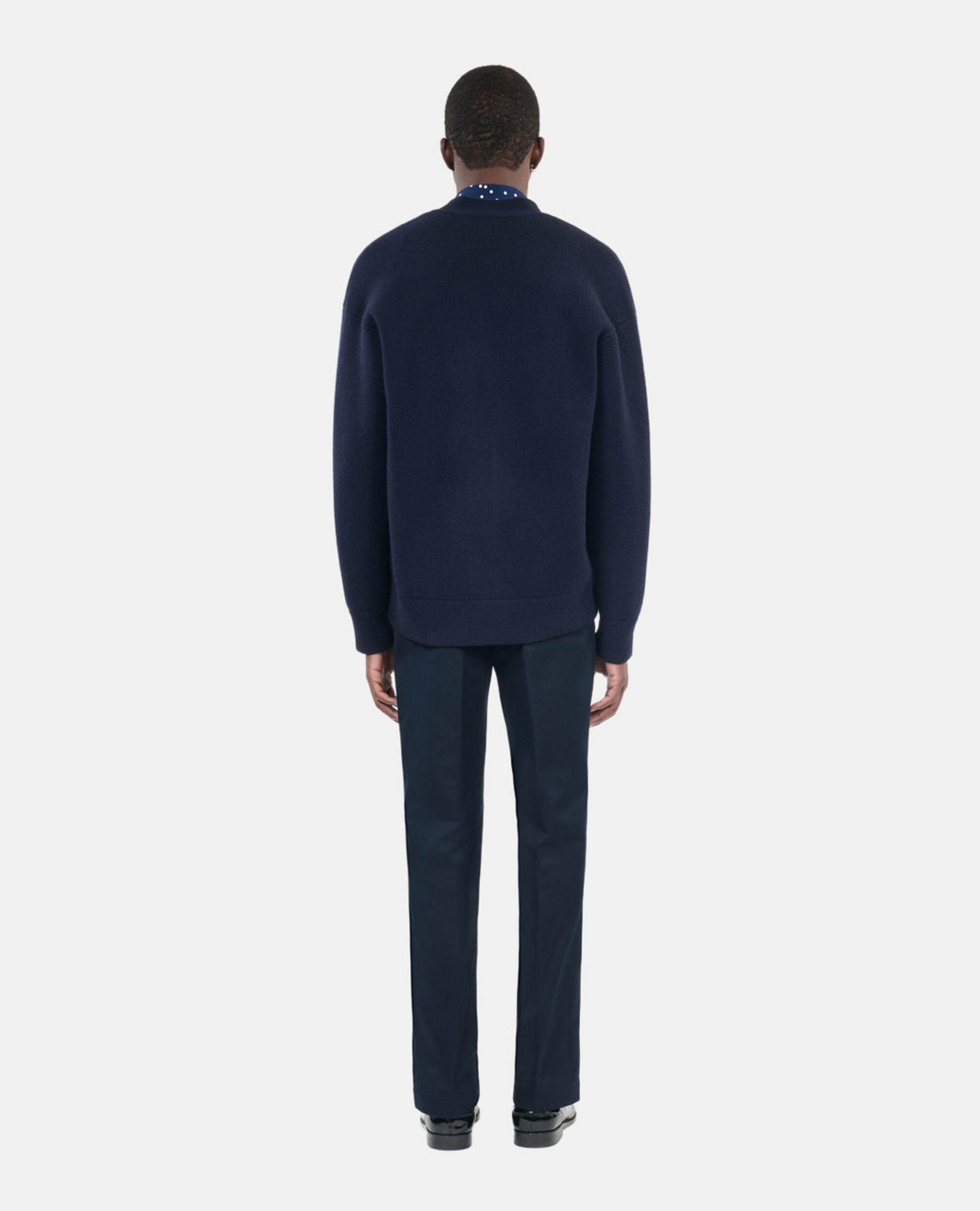 Navy blue wool cardigan, NAVY, hi-res image number null
