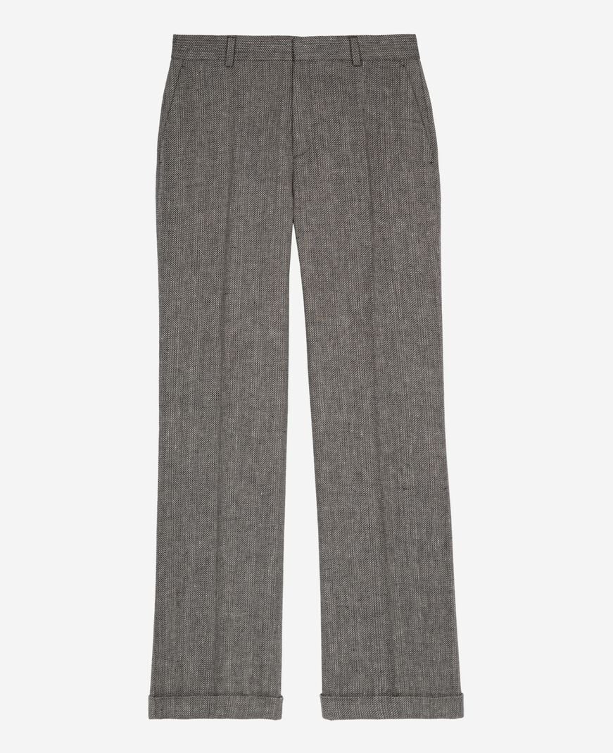The Kooples WOMEN GREY grey wool and linen straight-leg tailored pants
