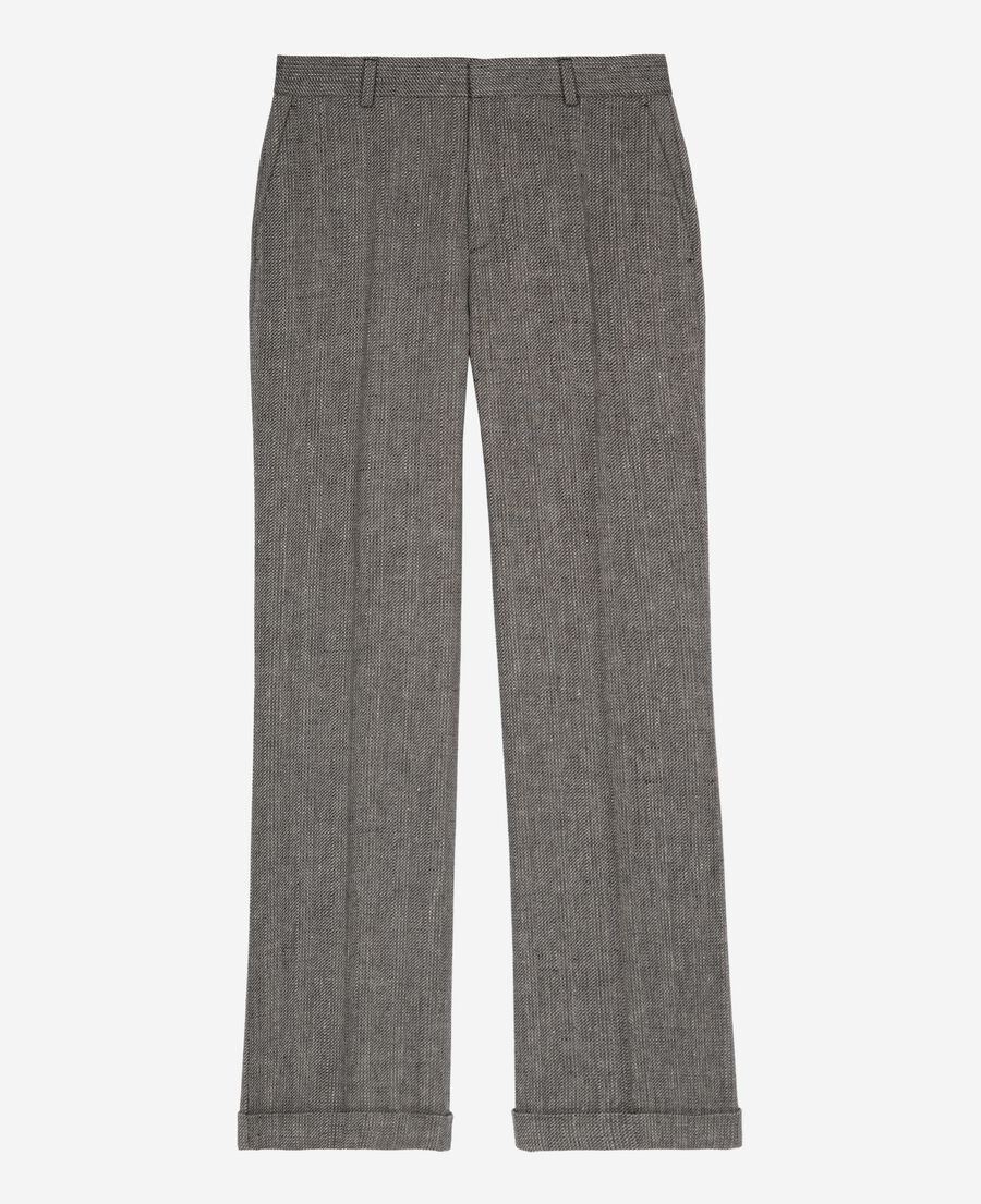 The Kooples MUJER GREY pantalón recto de lana y lino gris