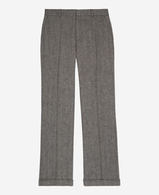 The Kooples WOMEN GREY grey wool and linen straight-leg tailored pants