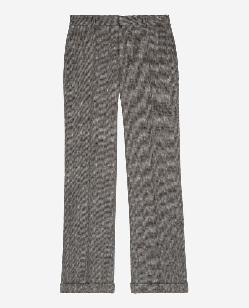 The Kooples WOMEN GREY grey wool and linen straight-leg tailored pants