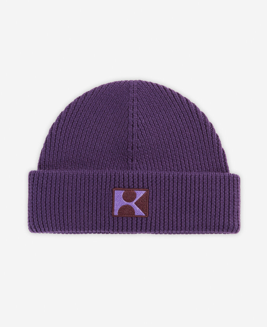 gorro violeta lana parche logotipo k