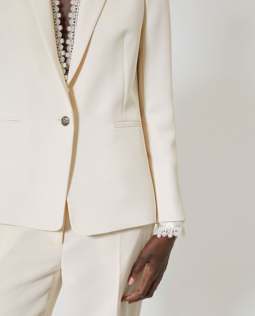 The Kooples WOMEN OFF WHITE suit jacket with ecru lace band
