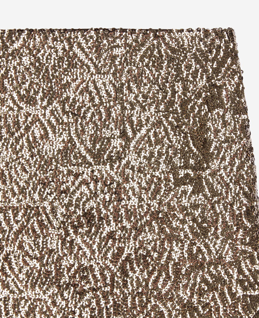 The Kooples WOMEN GOLD short golden sequined skirt