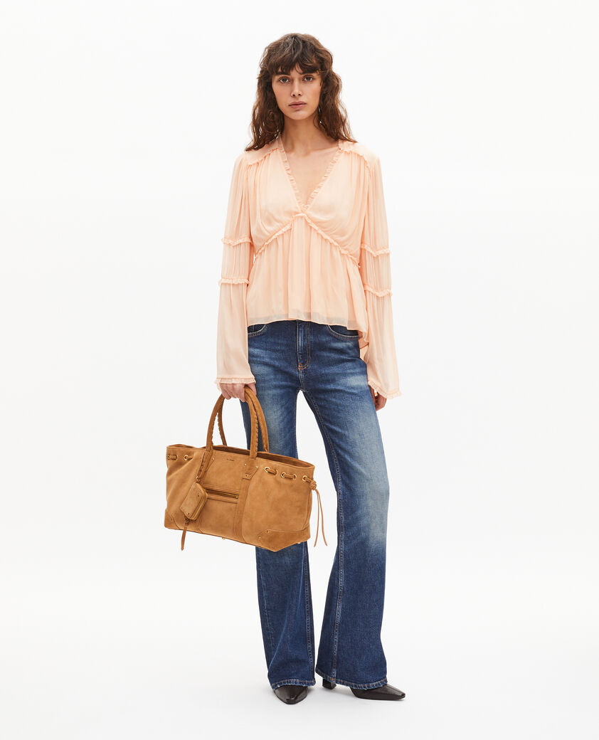 The Kooples DAMEN NUDE POUDRE top mit r&uuml;schen pfirsich