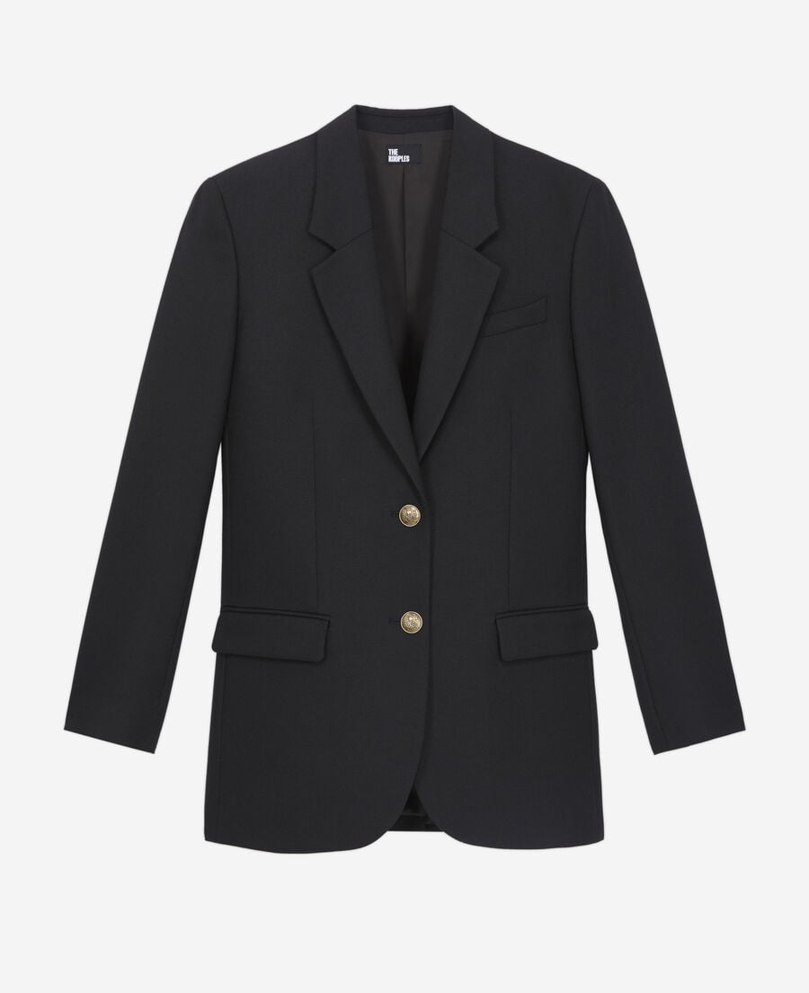 The Kooples WOMEN BLACK black wool blend blazer