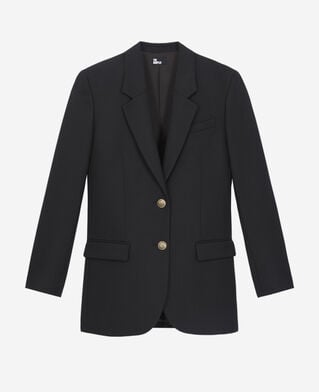 The Kooples WOMEN BLACK black wool blend blazer