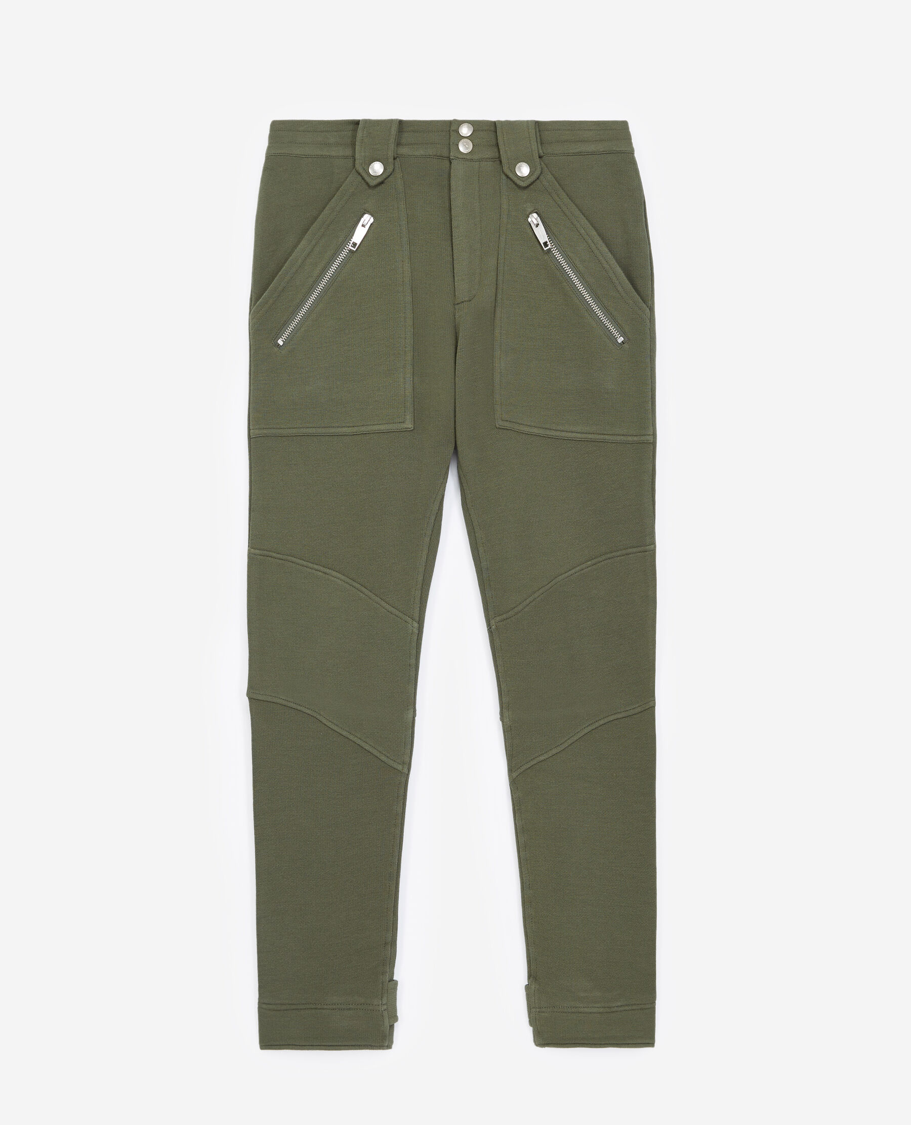 Khaki joggers with zippers top