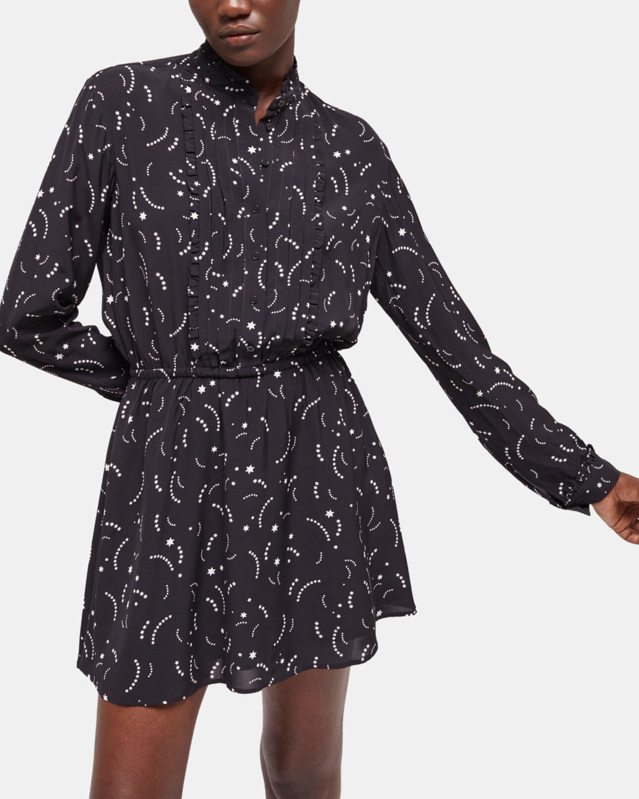 The Kooples DAMEN BLACK WHITE kurzes kleid mit print