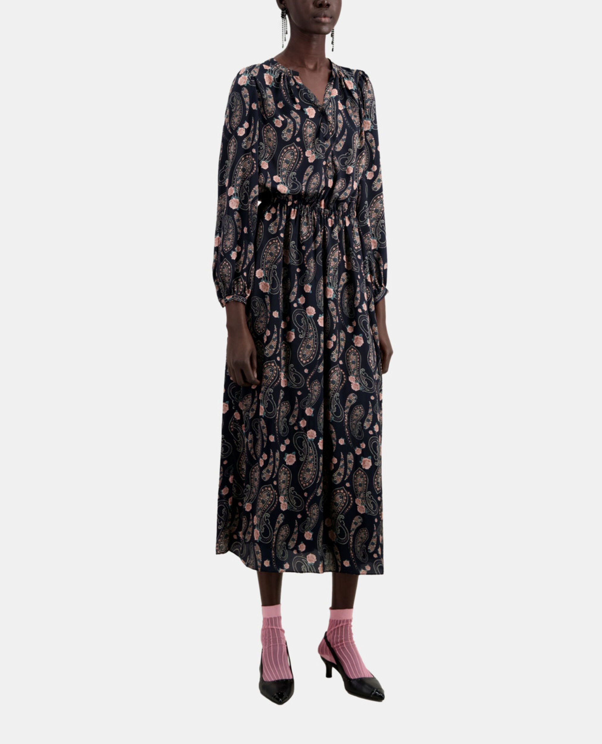 Long printed dress, BLACK / PINK, hi-res image number null