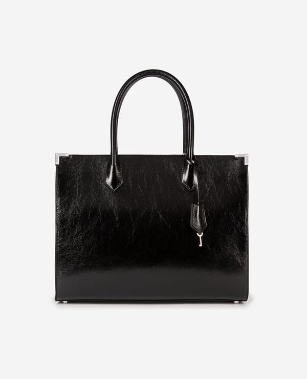 The Kooples FEMME BLACK sac cabas ming en cuir noir