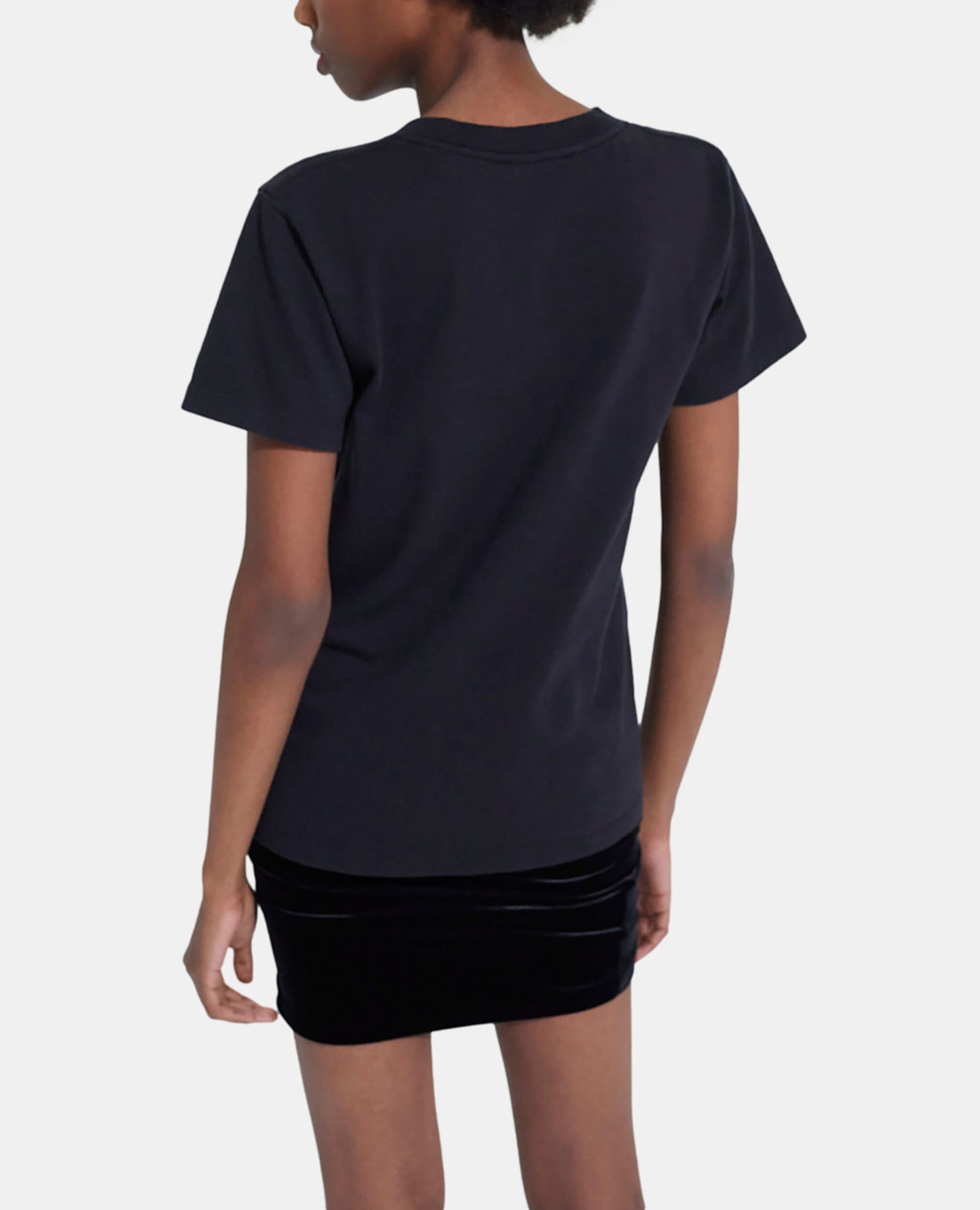 Black T-shirt with screen print, BLACK, hi-res image number null