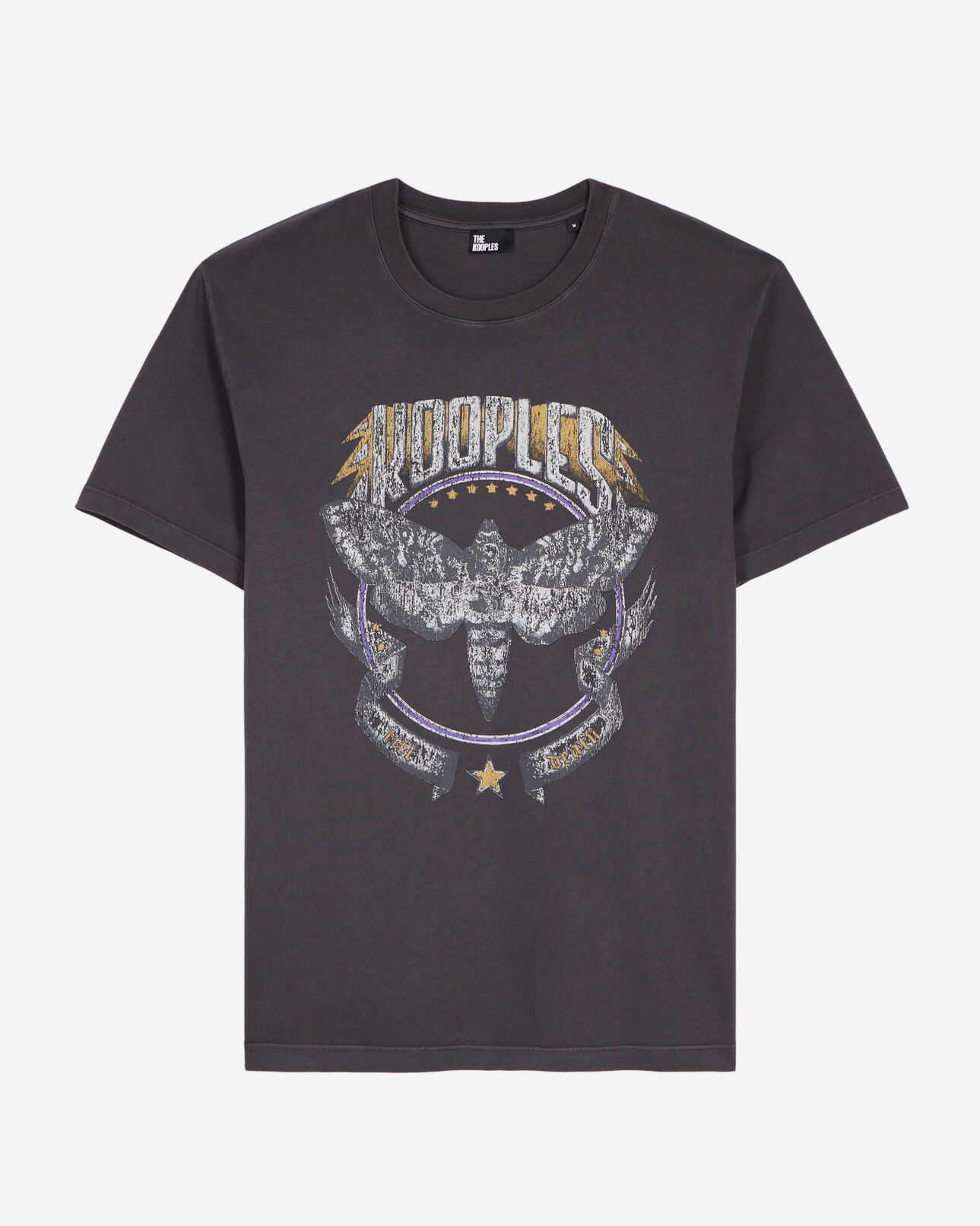 The Kooples MEN CARBONE carbon grey t-shirt with skull butterfly screen print