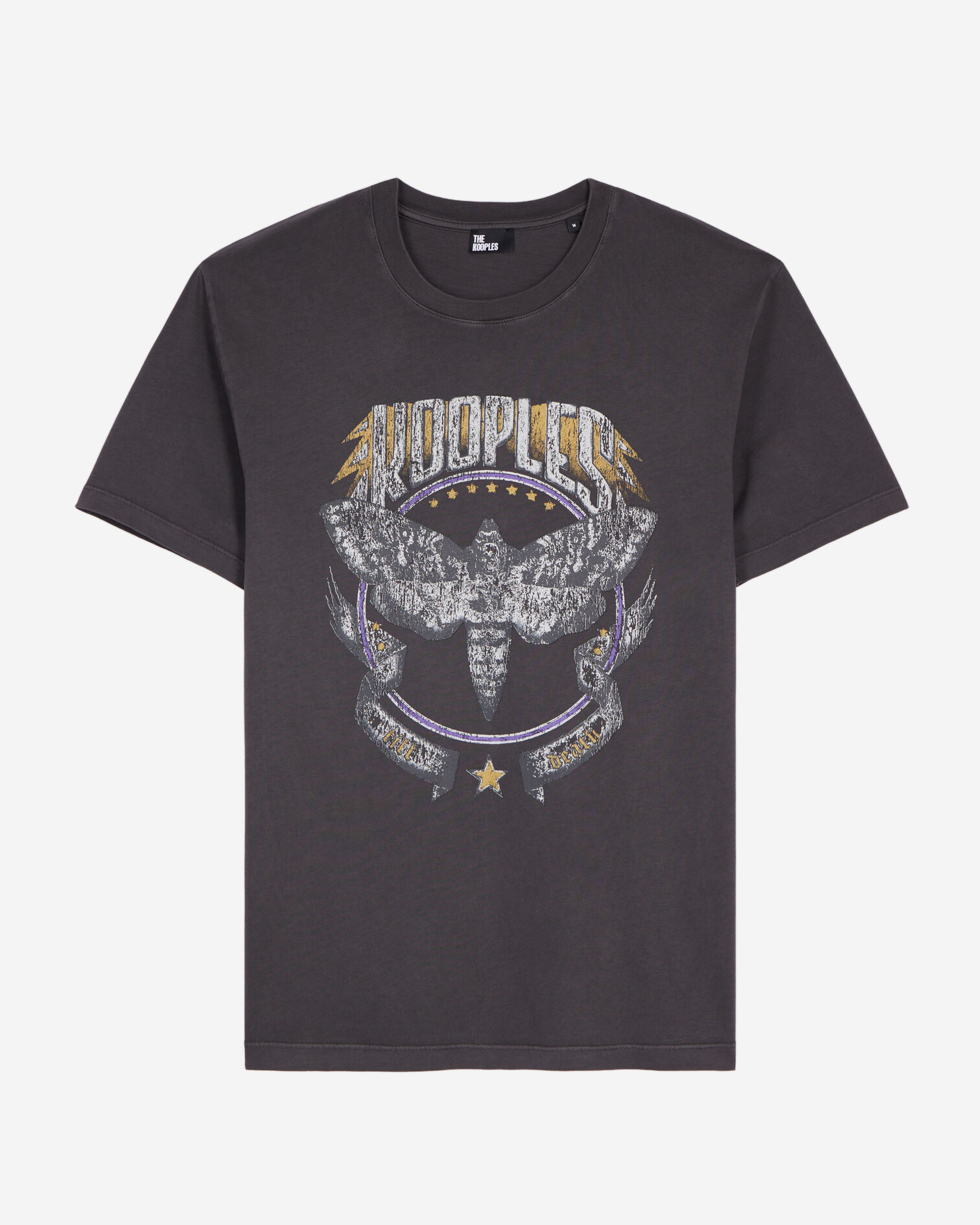 Carbon grey T-shirt with Skull butterfly screen print, CARBONE, hi-res image number null
