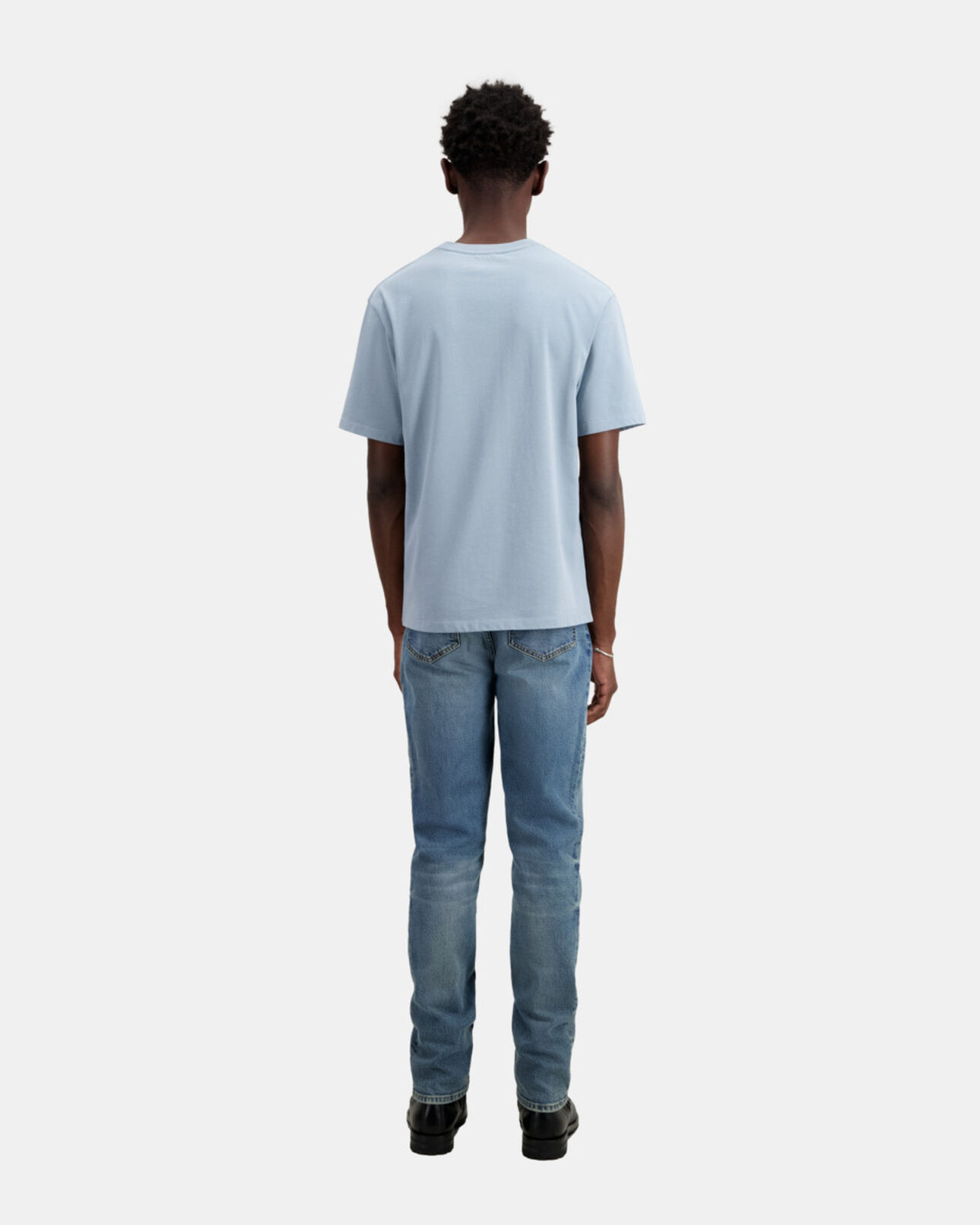 The Kooples MEN BLUE GREY light blue t-shirt with 11 rue de prony serigraphy