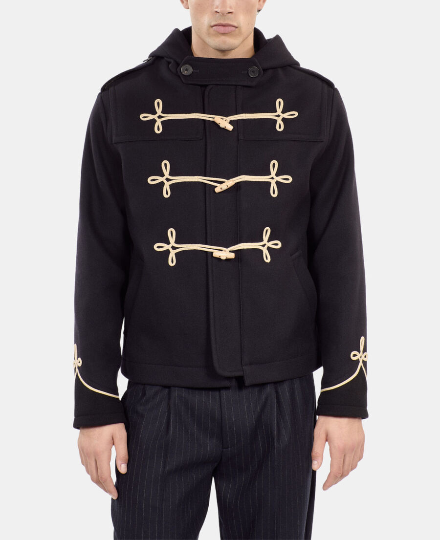 The Kooples HOMME DARK NAVY caban court à capuche bleu marine