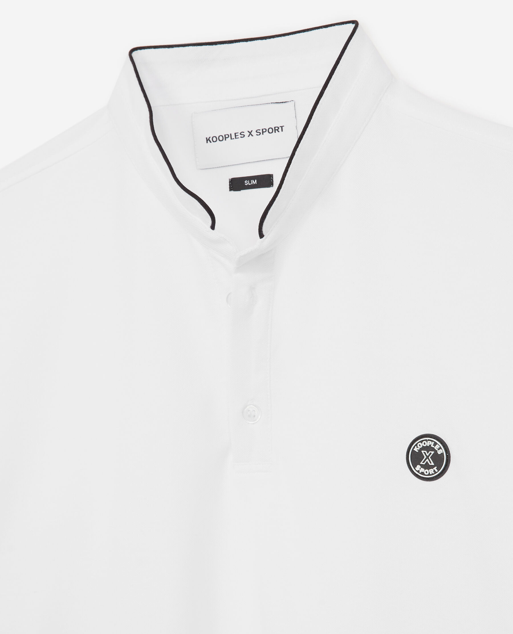 Slim white cotton pique polo w officer collar The Kooples