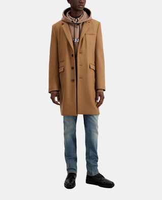 The Kooples MEN CAMEL long camel coat in wool blend
