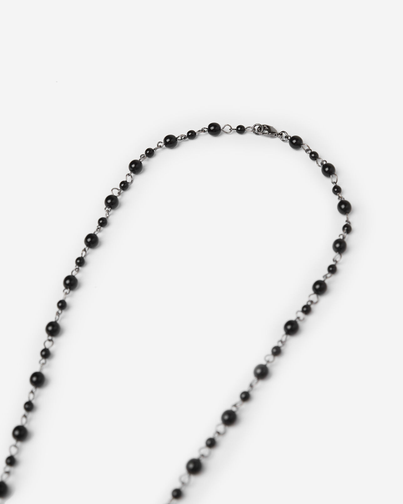 The Kooples MIXED BLACK black pearl necklace with silver skull