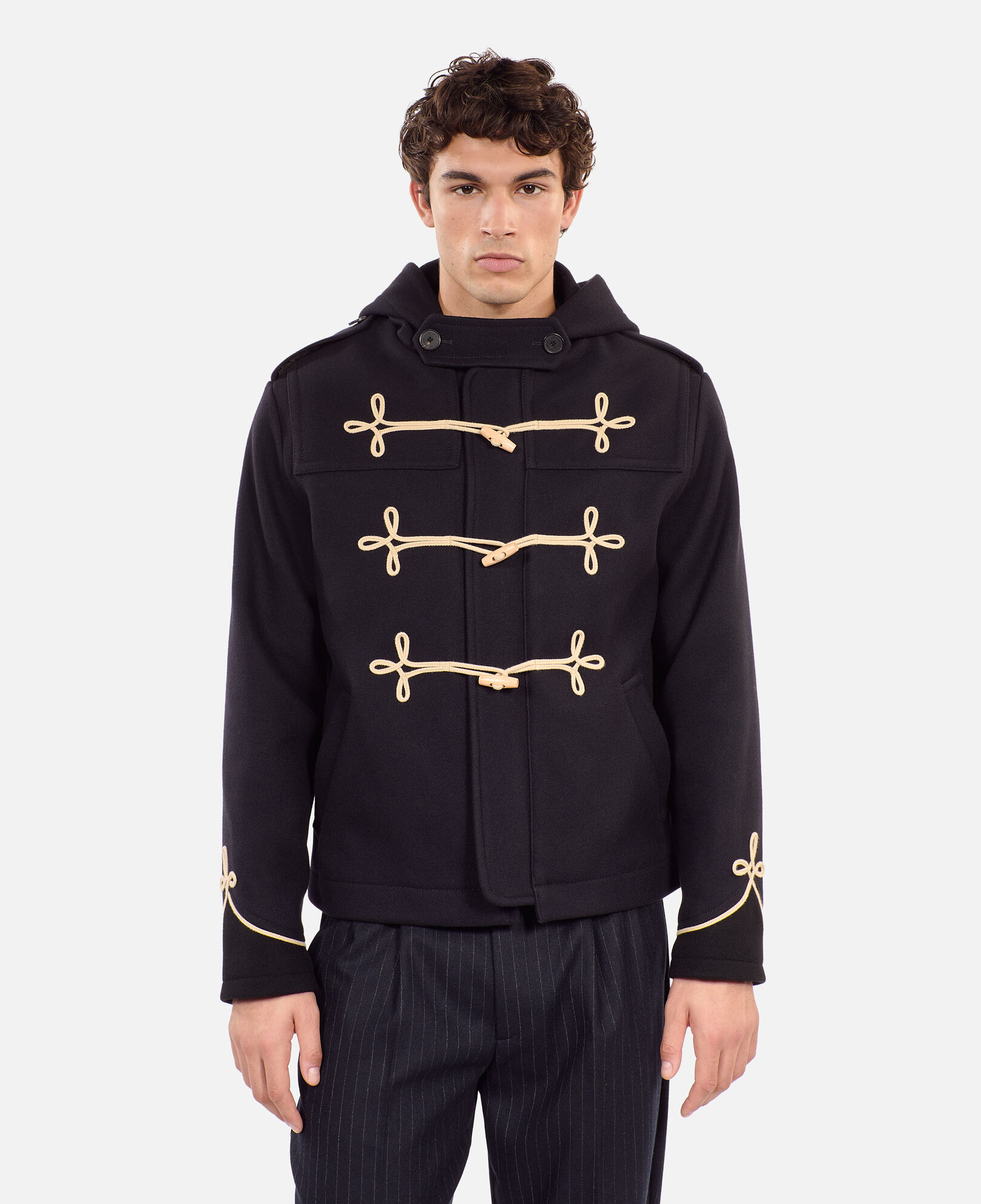 The Kooples HOMME DARK NAVY caban court à capuche bleu marine