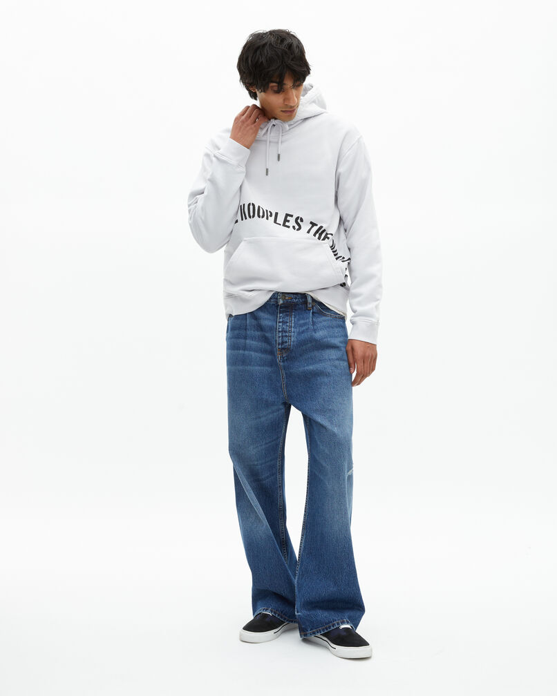 The Kooples HERREN LIGHT GREY kapuzen-sweatshirt mit siebdruck grau