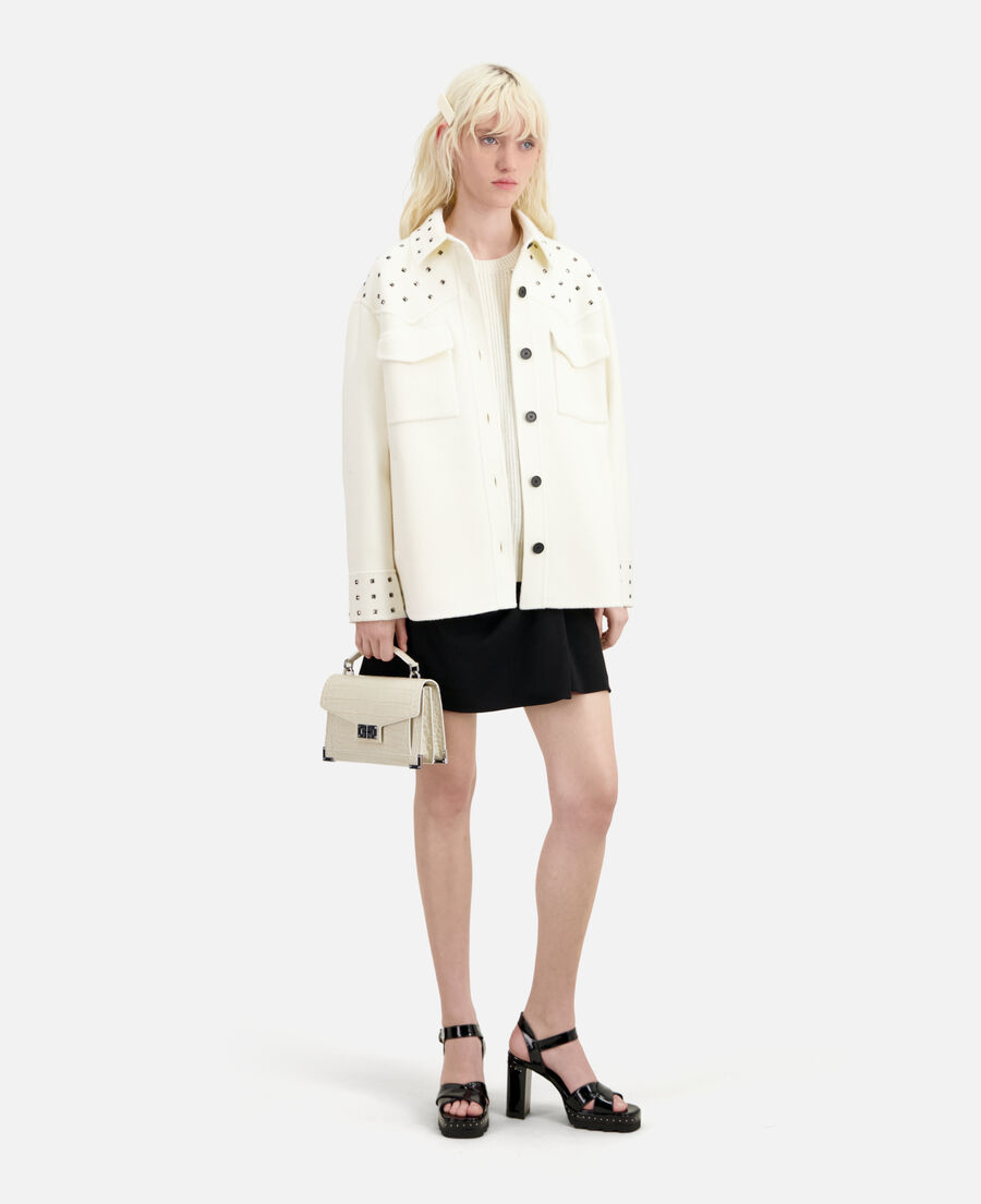 chaqueta tipo sobrecamisa blanco crudo lana