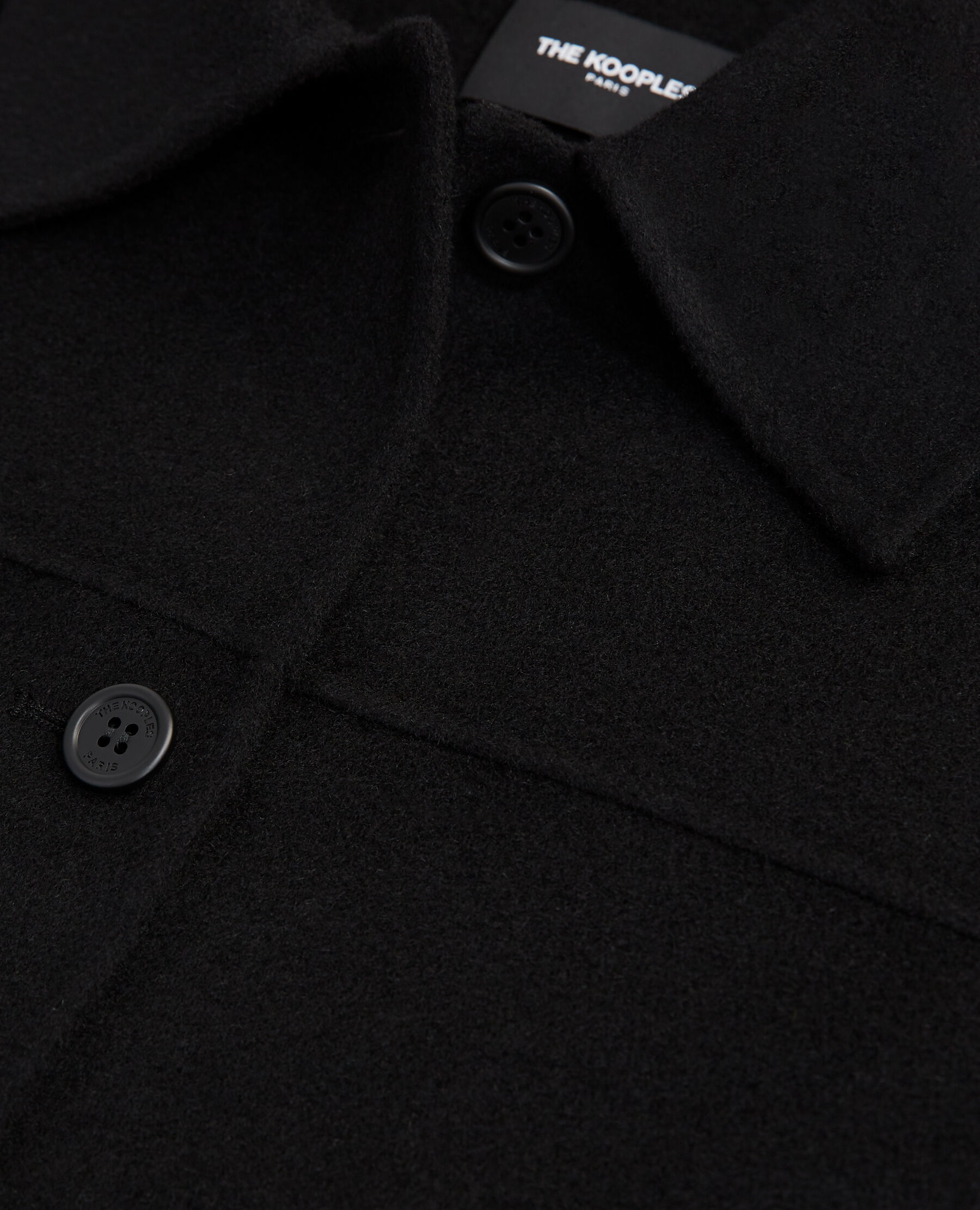 Overshirt-style black wool jacket