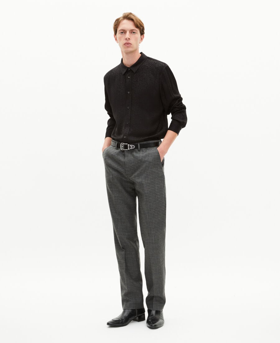 The Kooples HOMME GREY pantalon de costume droit en pied de poule noir et gris