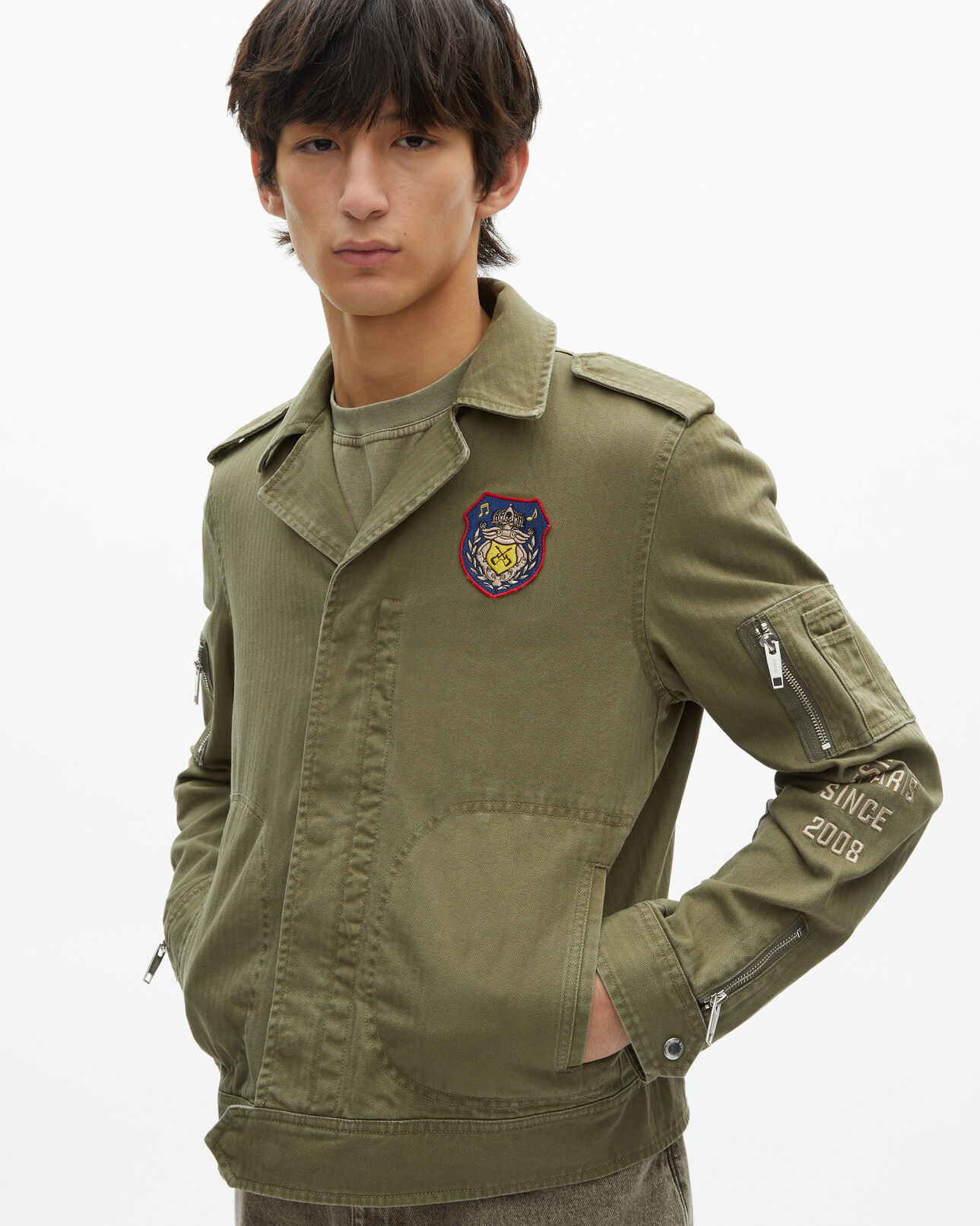 The Kooples HERREN KAKI jacke im offiziersstil khaki