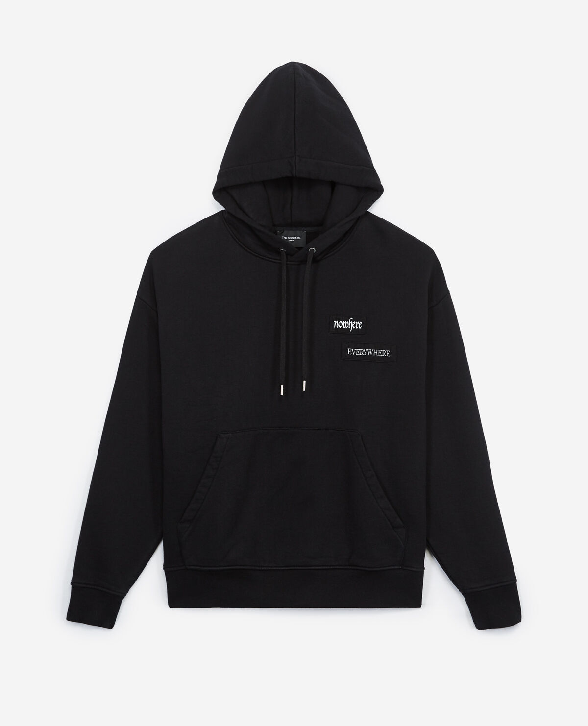 Sweatshirt en coton noir a capuche brode