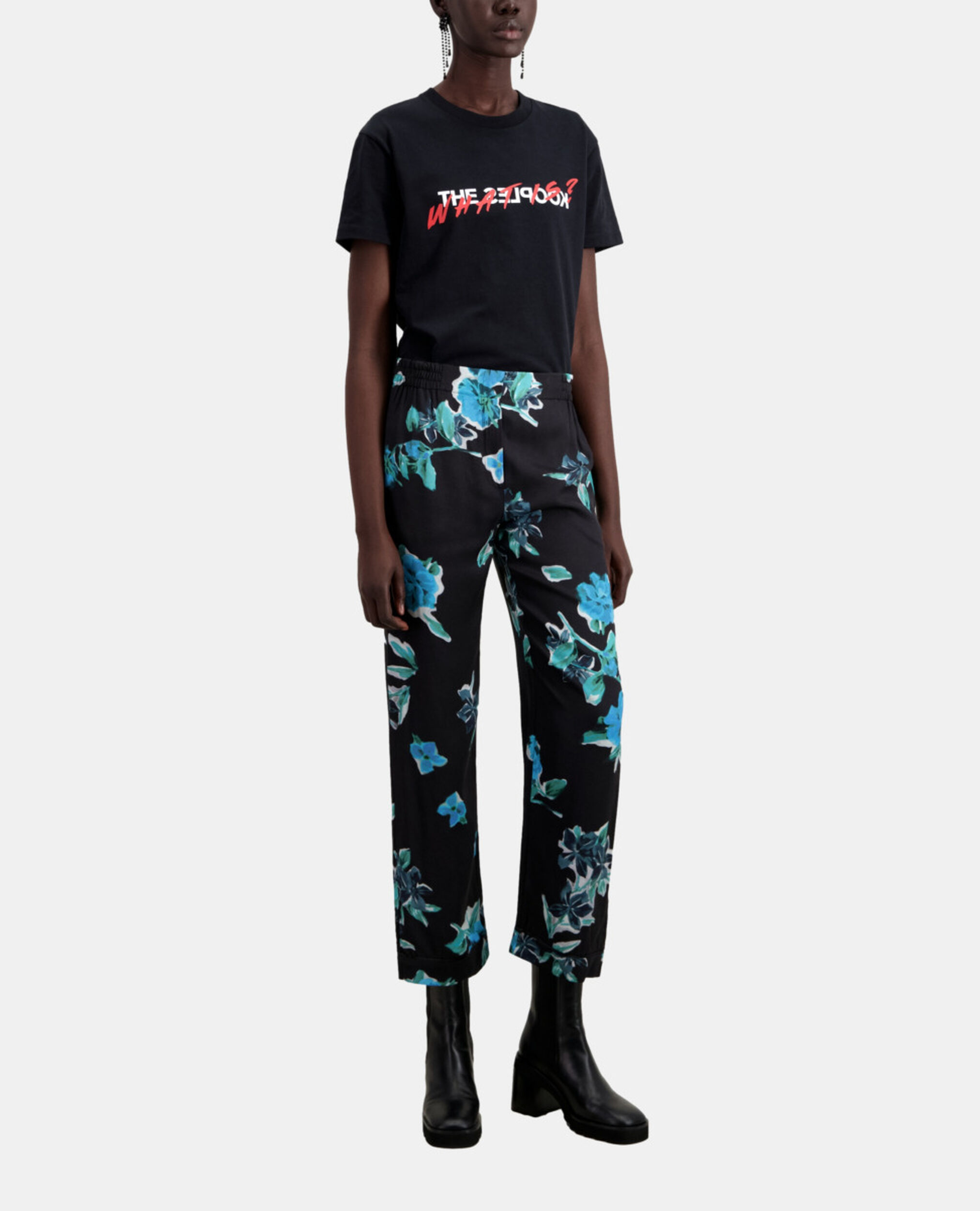 Printed trouser, BLACK BLUE, hi-res image number null