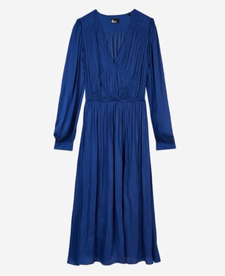 The Kooples WOMEN ROYAL BLUE long blue dress with pleating