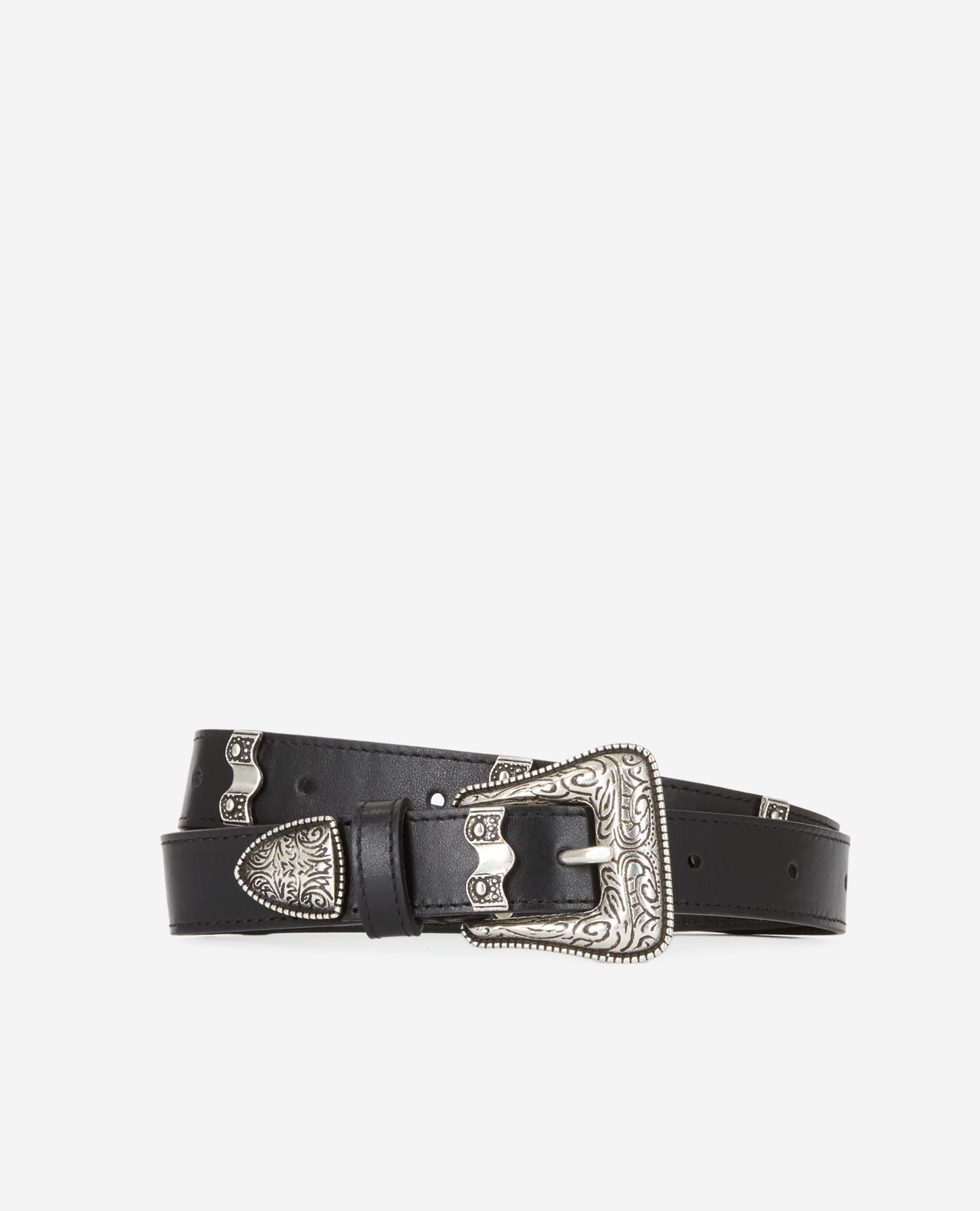 Ceinture en cuir noire, BLACK, hi-res image number null