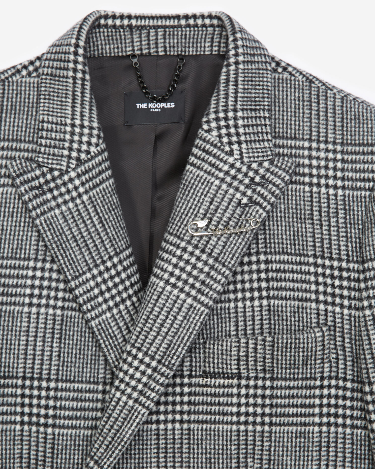 Manteau noir et blanc laine imprimée, BLACK WHITE, hi-res image number null