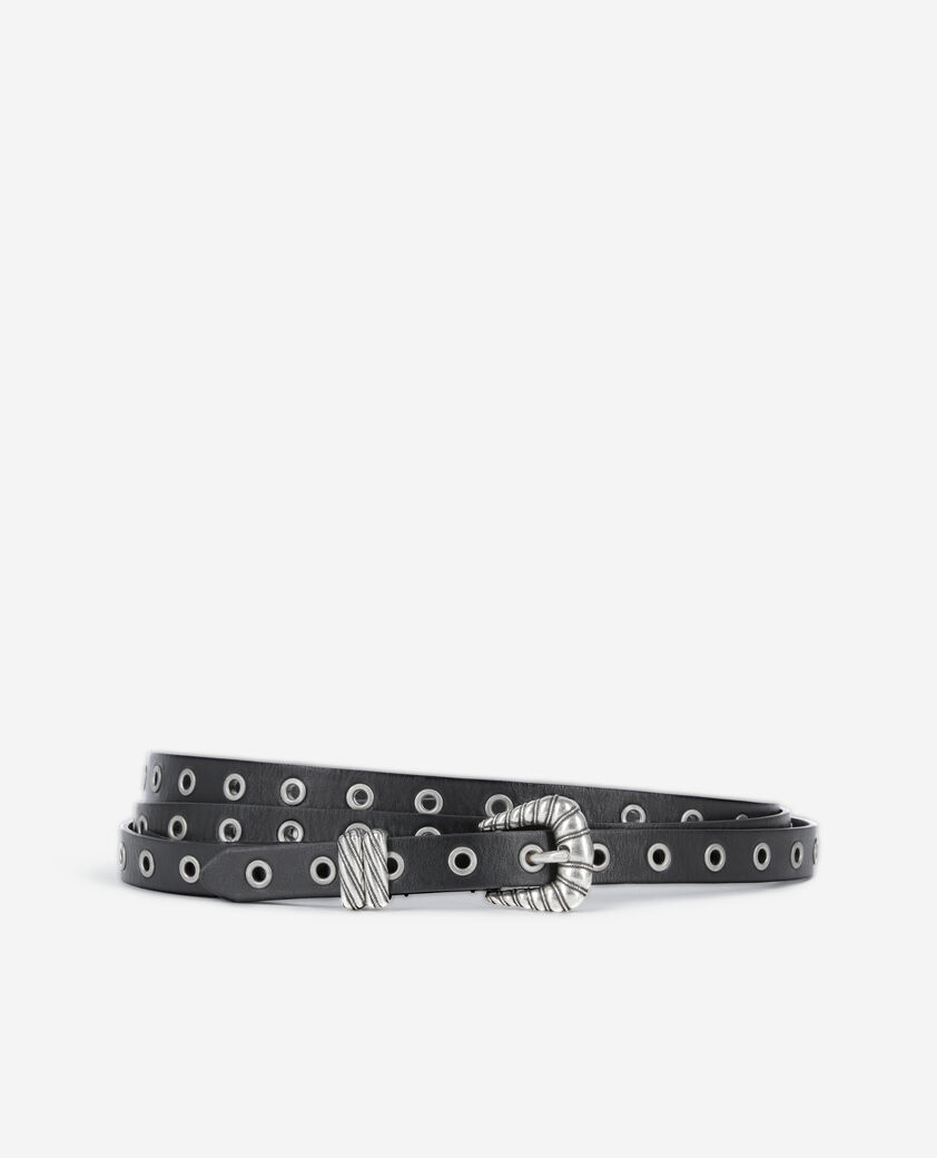 The Kooples WOMEN BLACK black leather double wrap belt