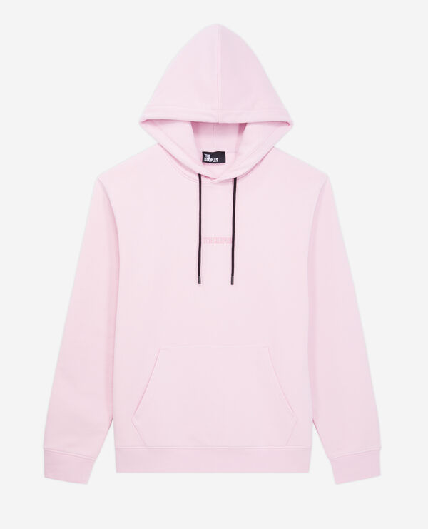 pink hoodie with logo