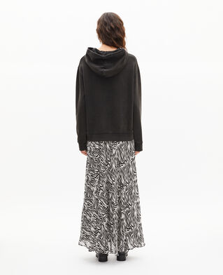 The Kooples WOMEN BLACK WASHED hooded sweatshirt with black screen print