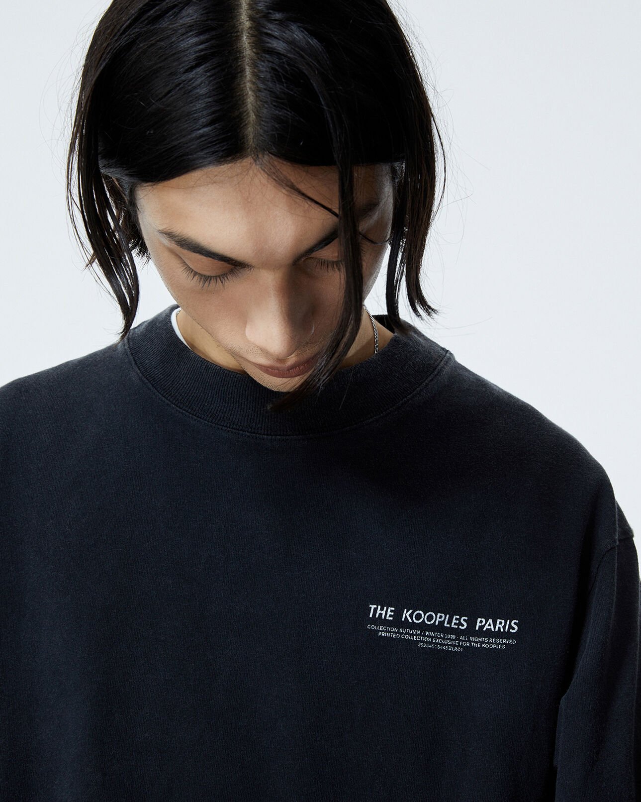 The Kooples HOMME BLACK WASHED t-shirt noir coton à manches longues
