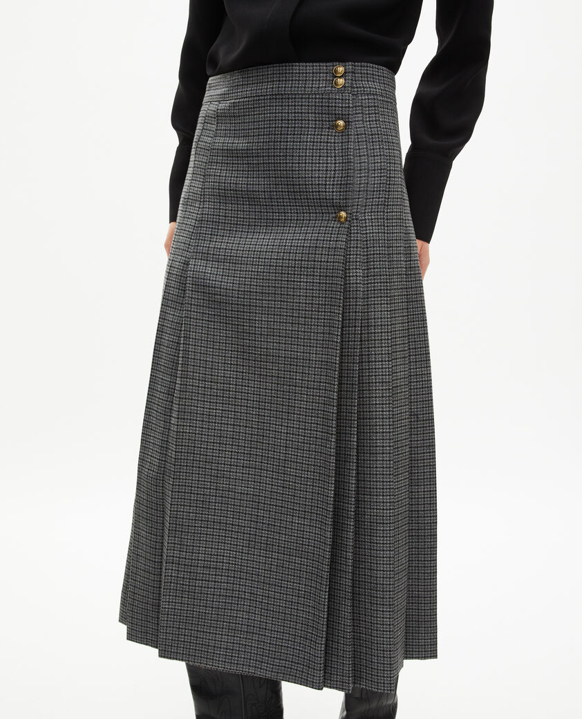 The Kooples WOMEN LIGHT GREY MEL/WHITE black and gray long wrap skirt