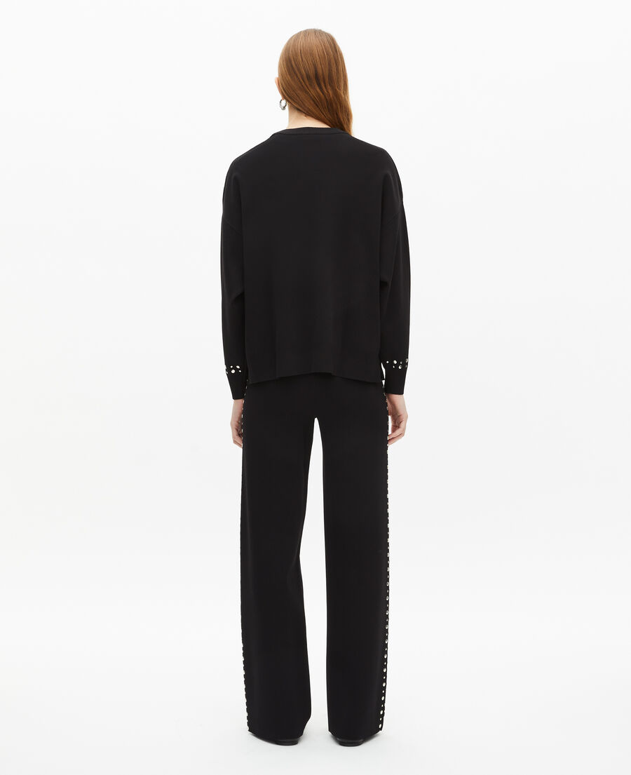 The Kooples DAMEN BLACK schwarzes sweatshirt mit nieten