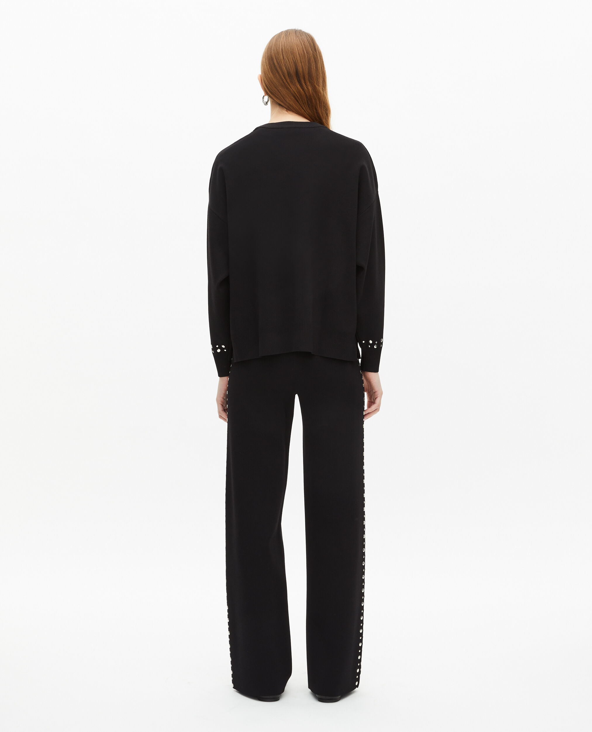 Schwarzes Sweatshirt mit Nieten, BLACK, hi-res image number null