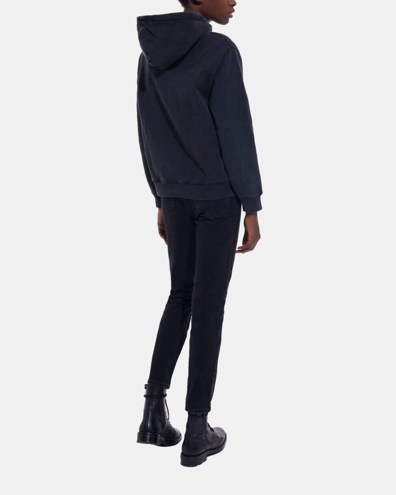 The Kooples WOMEN BLACK WASHED black sweatshirt with screen print