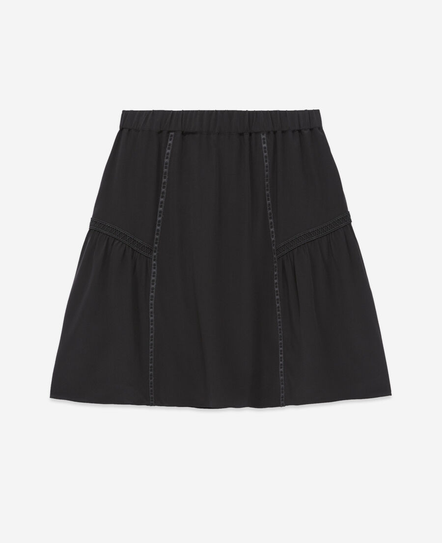 short black silk skirt with ribbon detail