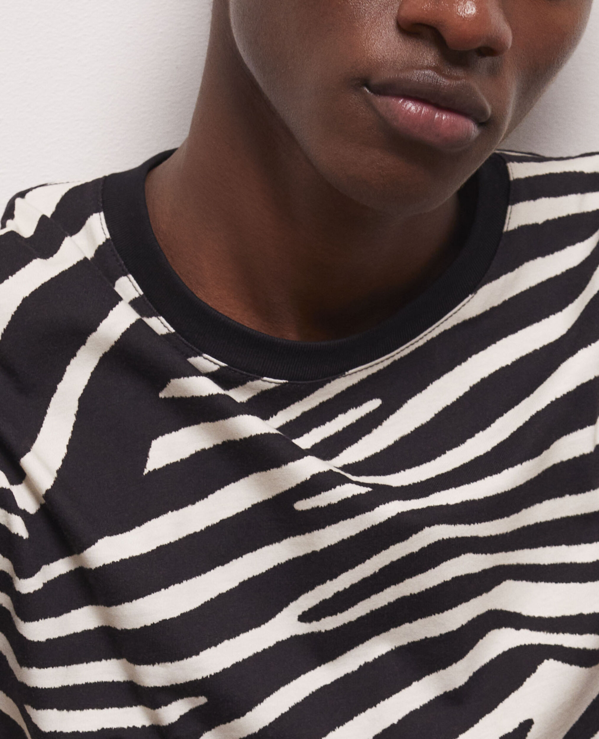 Men's zebra print t-shirt, BLACK / WHITE, hi-res image number null