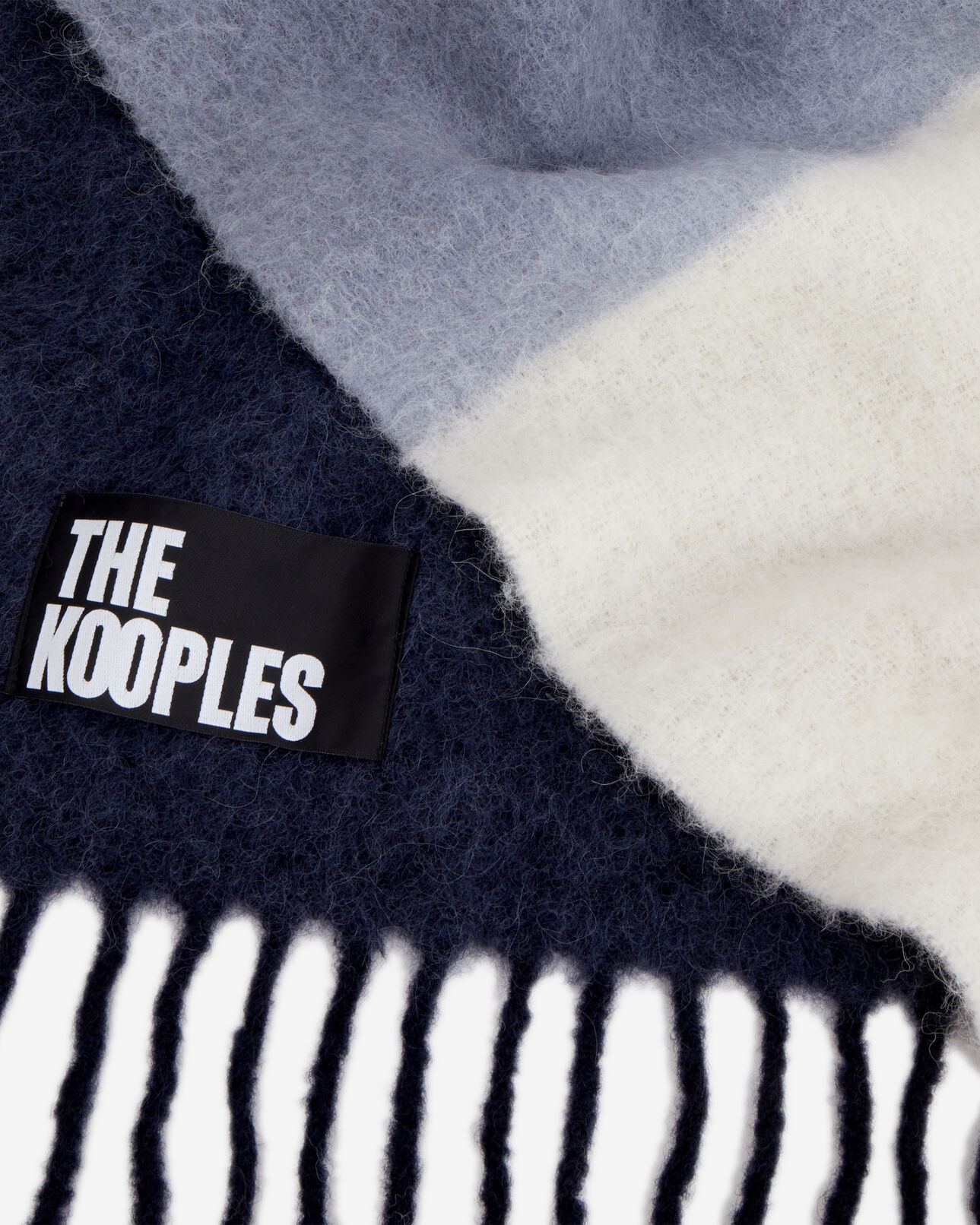 The Kooples WOMEN NAVY blue wool-blend scarf with fringes